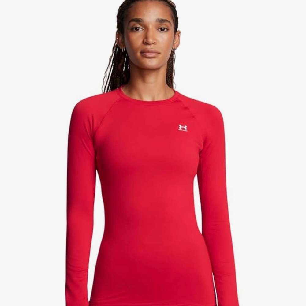 Under Armour Red Fitted Long Sleeve Stretch Top